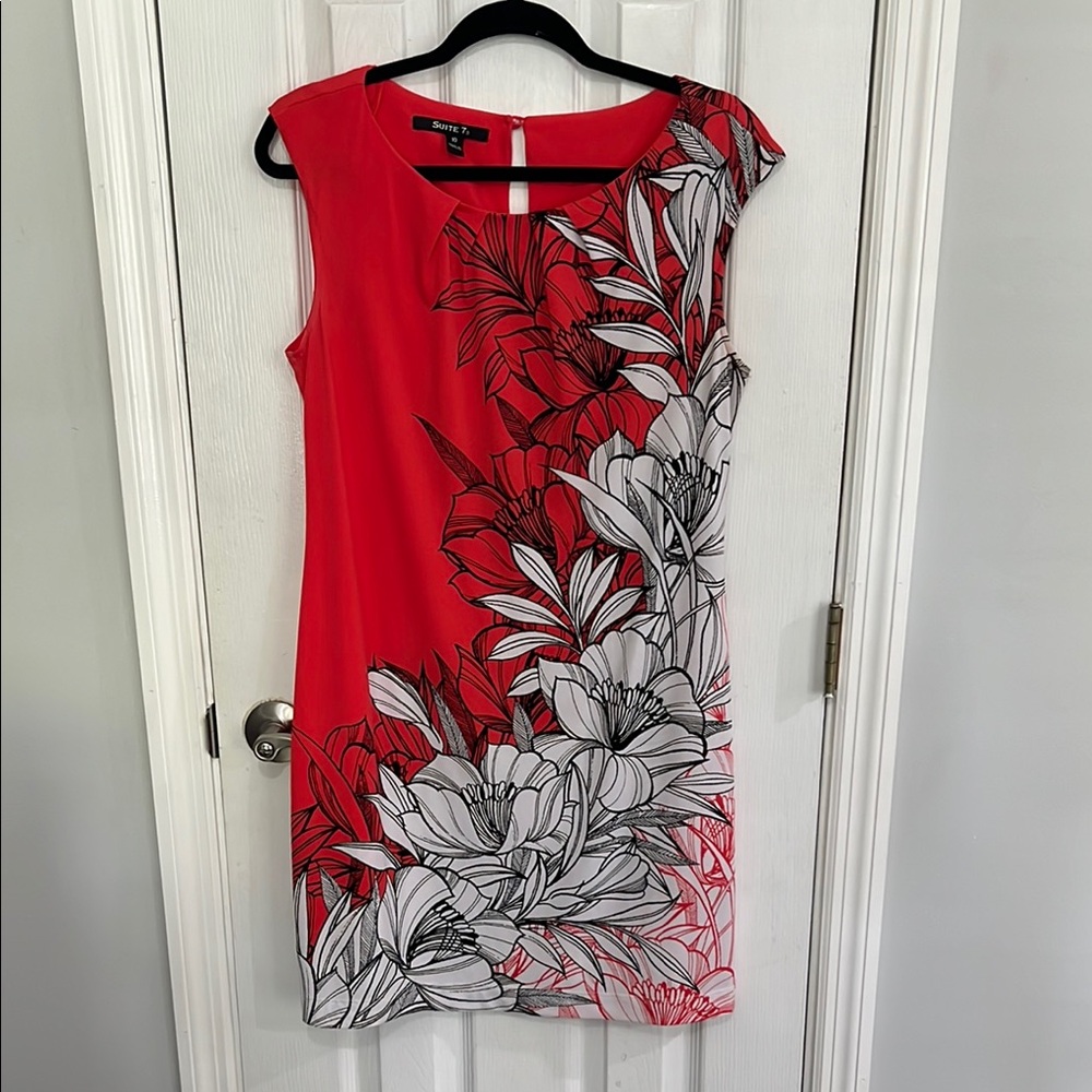 Red and Black Sleeveless Sheath Mini Dress